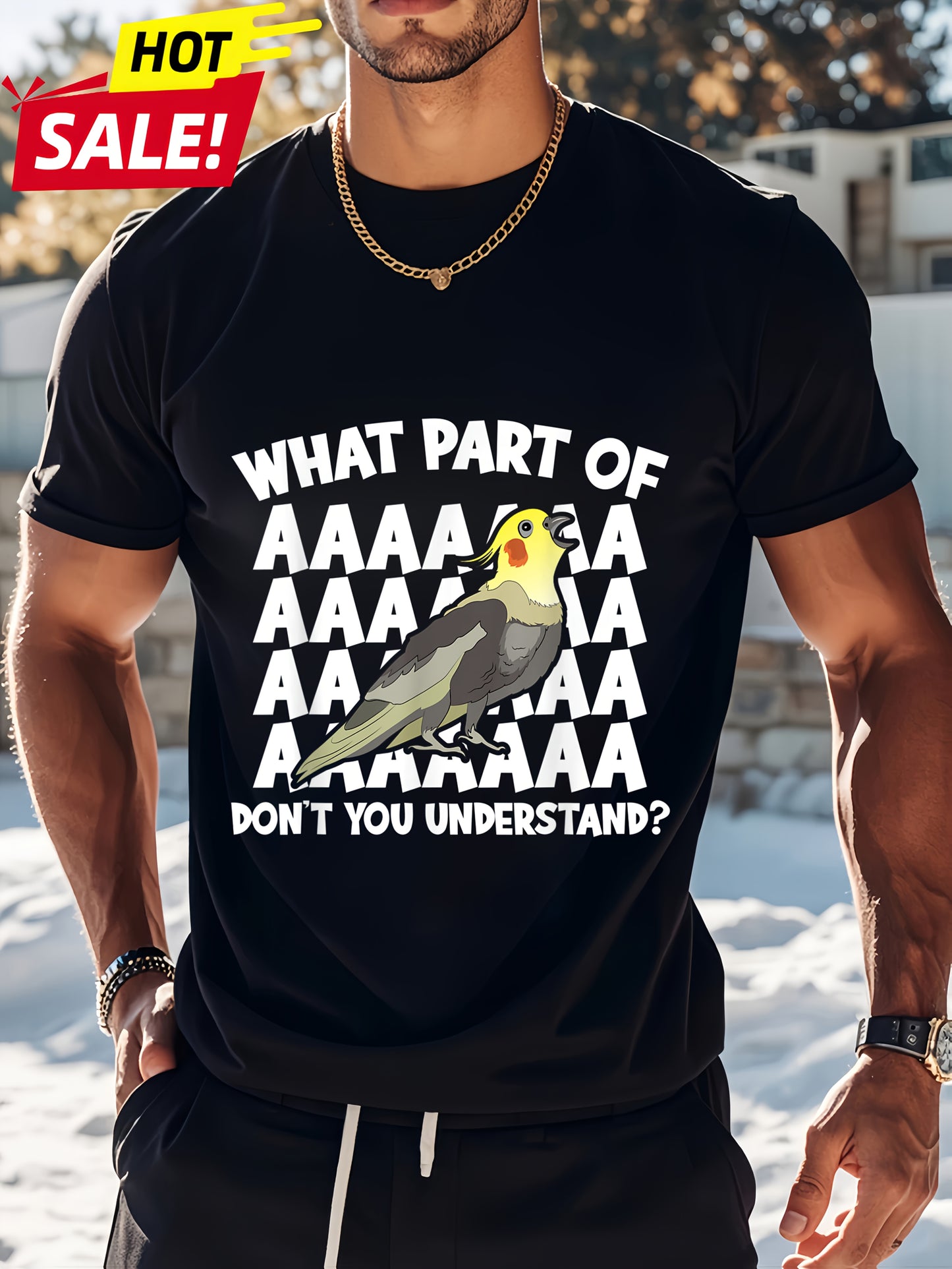 100% Cotton Cockatiel Parrot Bird T-Shirt - What Part Of AAA Don't You Understand Print, Black, Sizes S-XXXL