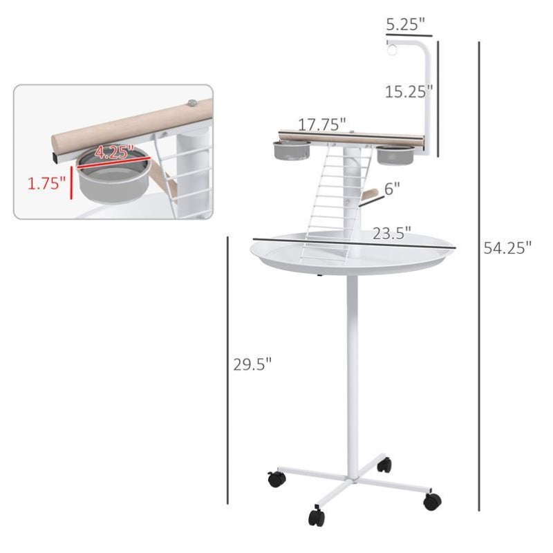 Bird Stand with Feeding Cups and Ladder for Parrots