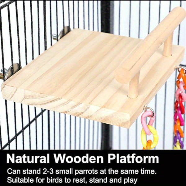 Bird Perches Cage Toys Parrot Wooden Platform Play Gym Exercise Stand with Acrylic Wood Swing Ferris Wheel Chewing for Green Cheeks Baby Lovebird Chinchilla Hamster Budgie