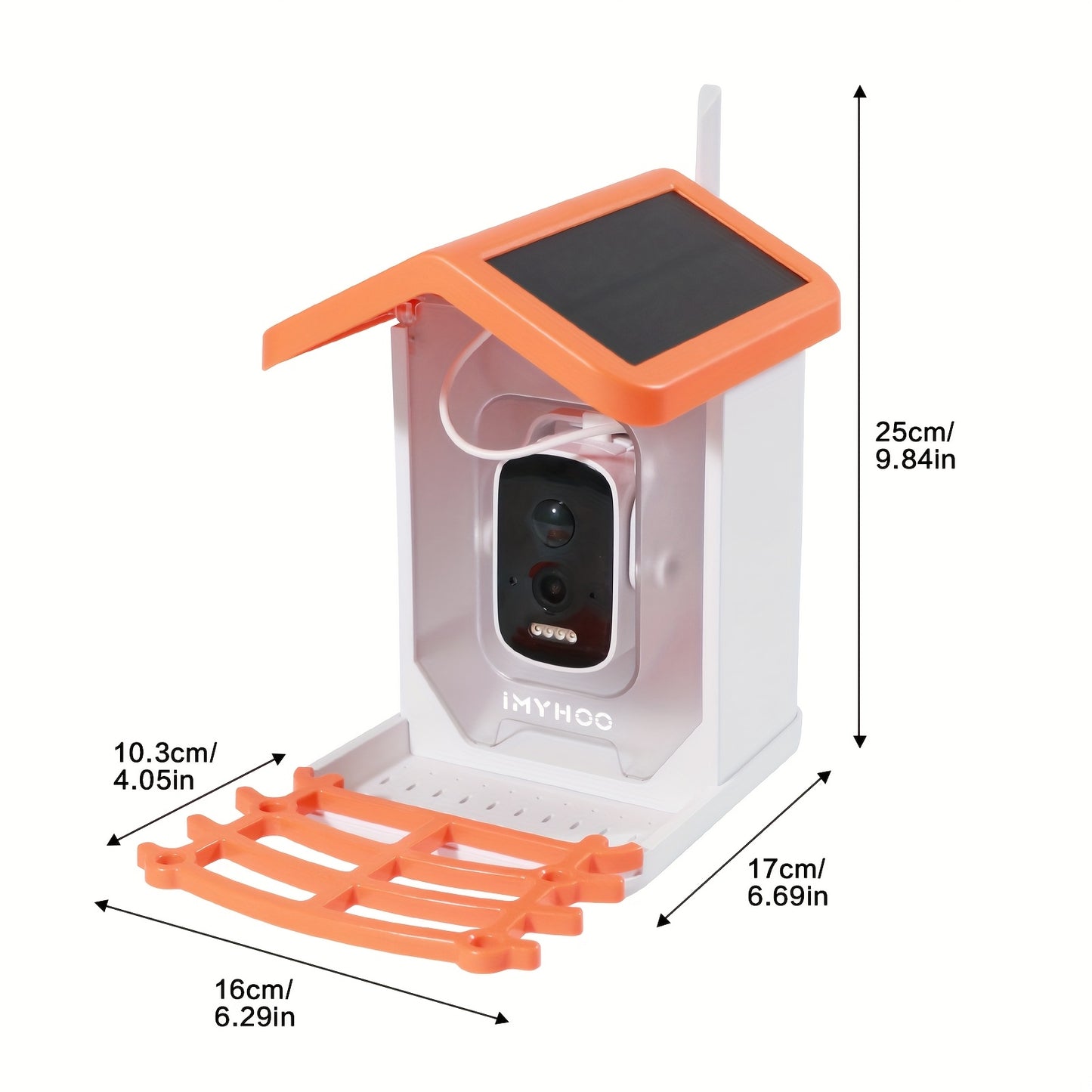 Camera Bird Feeder With AI Recognition Solar Panel Orange Smart Birdhouse For Bird Lovers Real Time Viewing Instant Alerts Connected App
