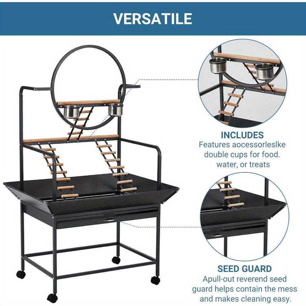 MERXENG Parrot Playstand With Wheels Heavy Duty Center