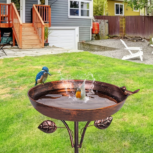 Garden Metal Bird Bath 12 Inch Bowl with 5 Prong Base Stake Vintage Outdoor Cast Iron Birdbath Standing Bird Feeder