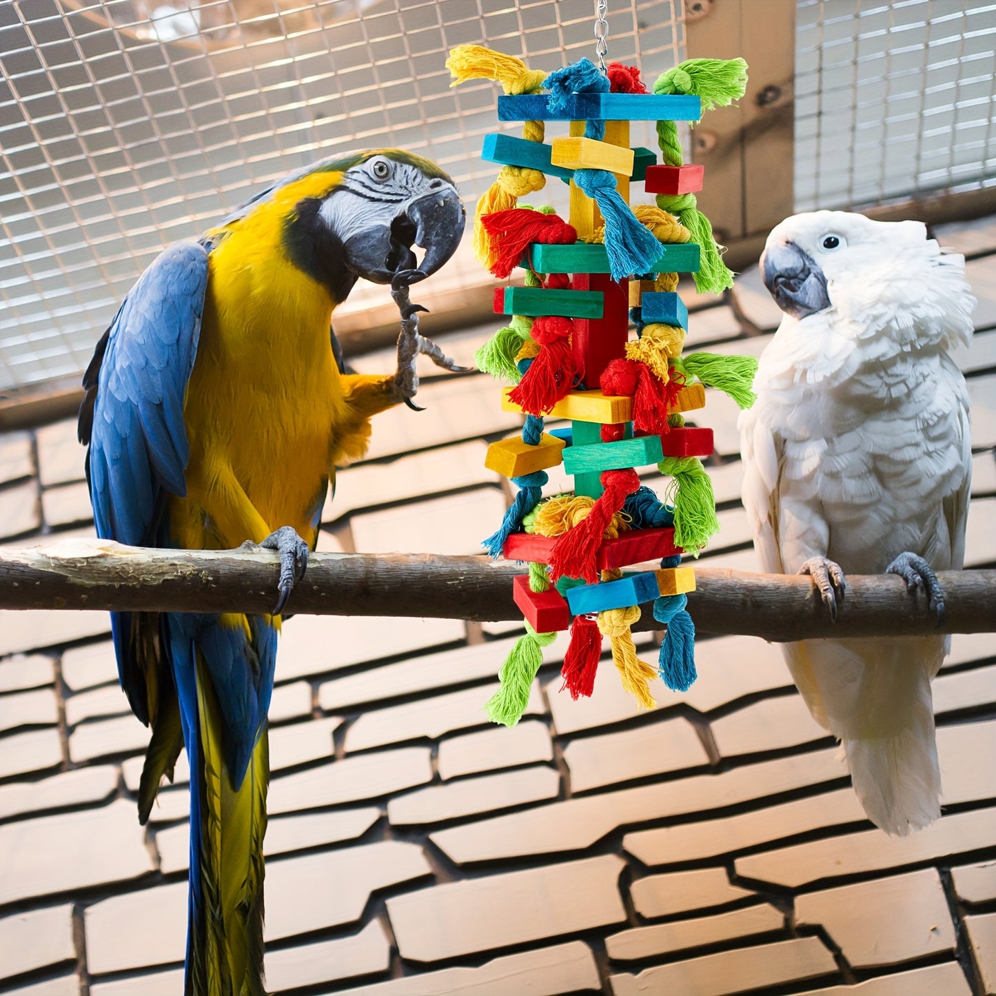 Durable Natural Wooden Parrot Chew Toy For Birds Activity