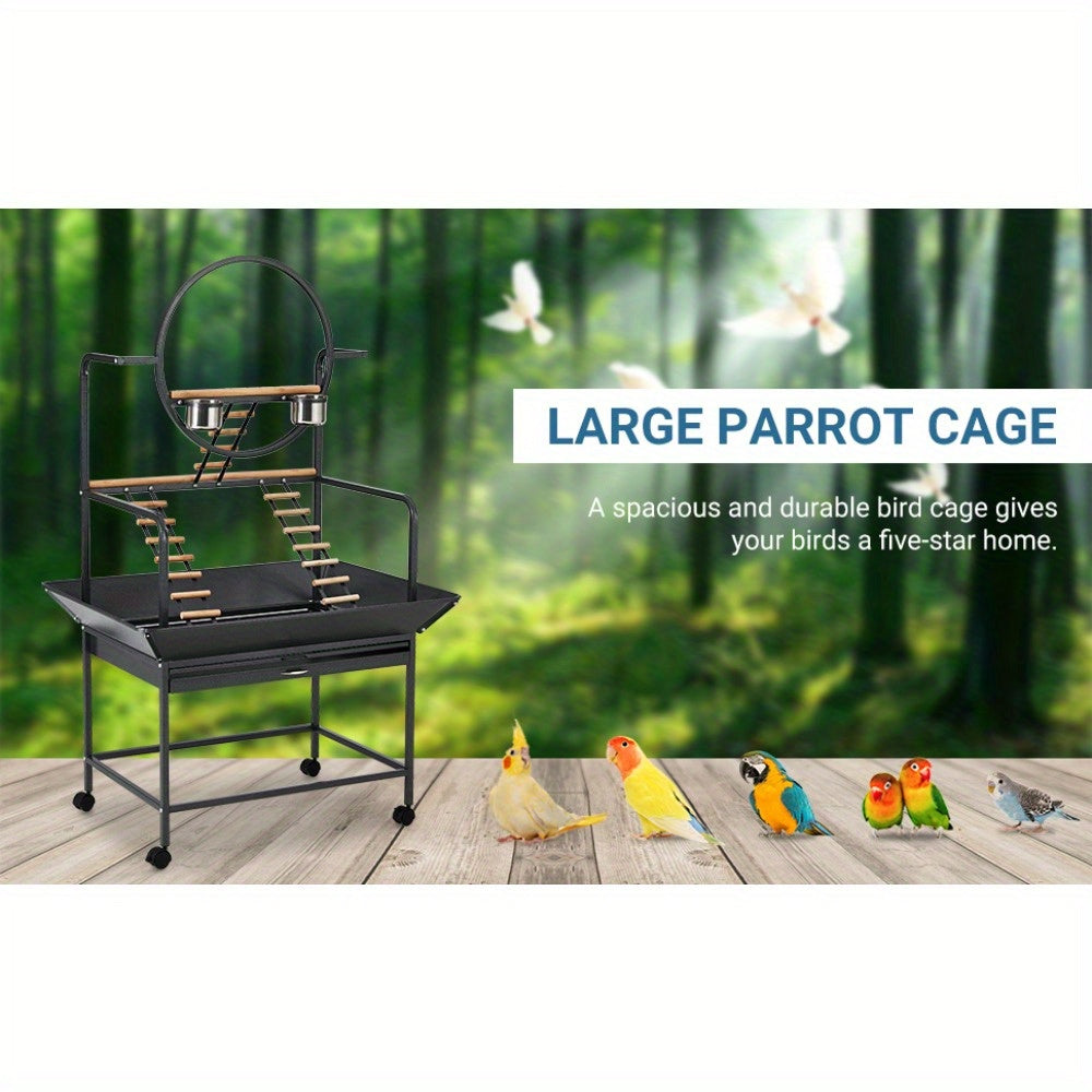 MERXENG Parrot Playstand With Wheels Heavy Duty Center