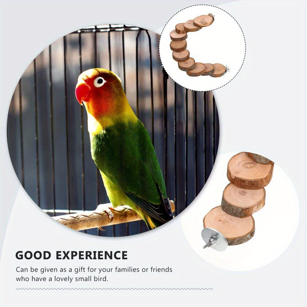 Natural Wood Parrot Ladder Toy for Small Birds Safe P