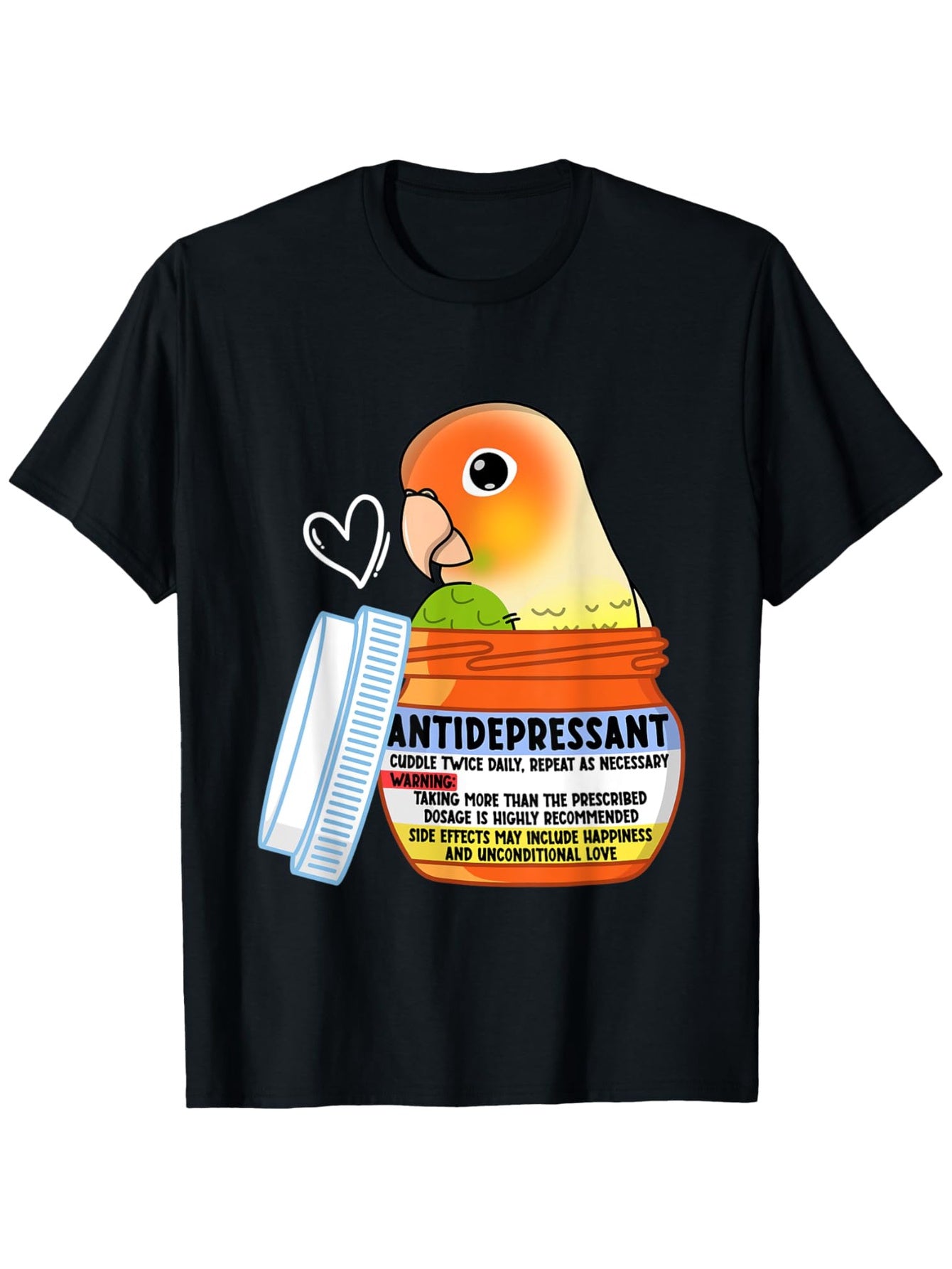 100% Cotton Parrot T-Shirt for Men and Women - Cute Green Cheek Design, Black, Sizes S-XXXL, Ideal Gift for Family