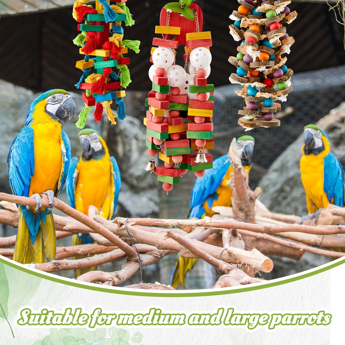 Durable Natural Wooden Parrot Chew Toy For Birds Activity