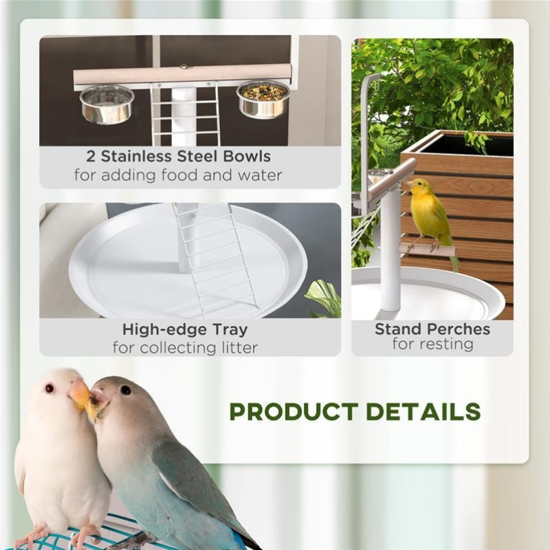 Bird Stand with Feeding Cups and Ladder for Parrots