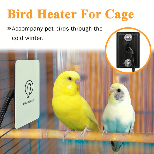 Easy Install 10W Bird Heater for Cage Cozy Snuggle Up Warmer for African Greys Parakeets Parrots Aluminum Alloy US Plug 110-130V Ideal Winter Gift for Exotic Pet Birds