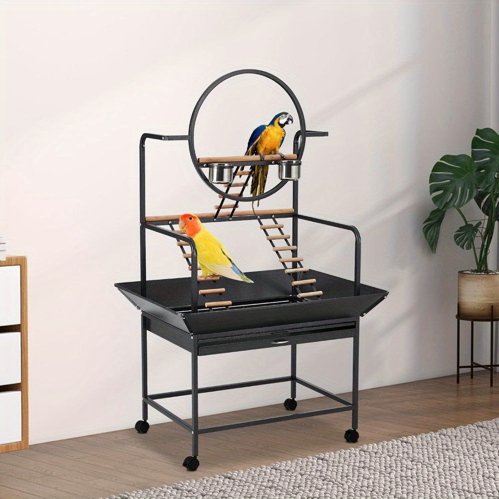 MERXENG Parrot Playstand With Wheels Heavy Duty Center
