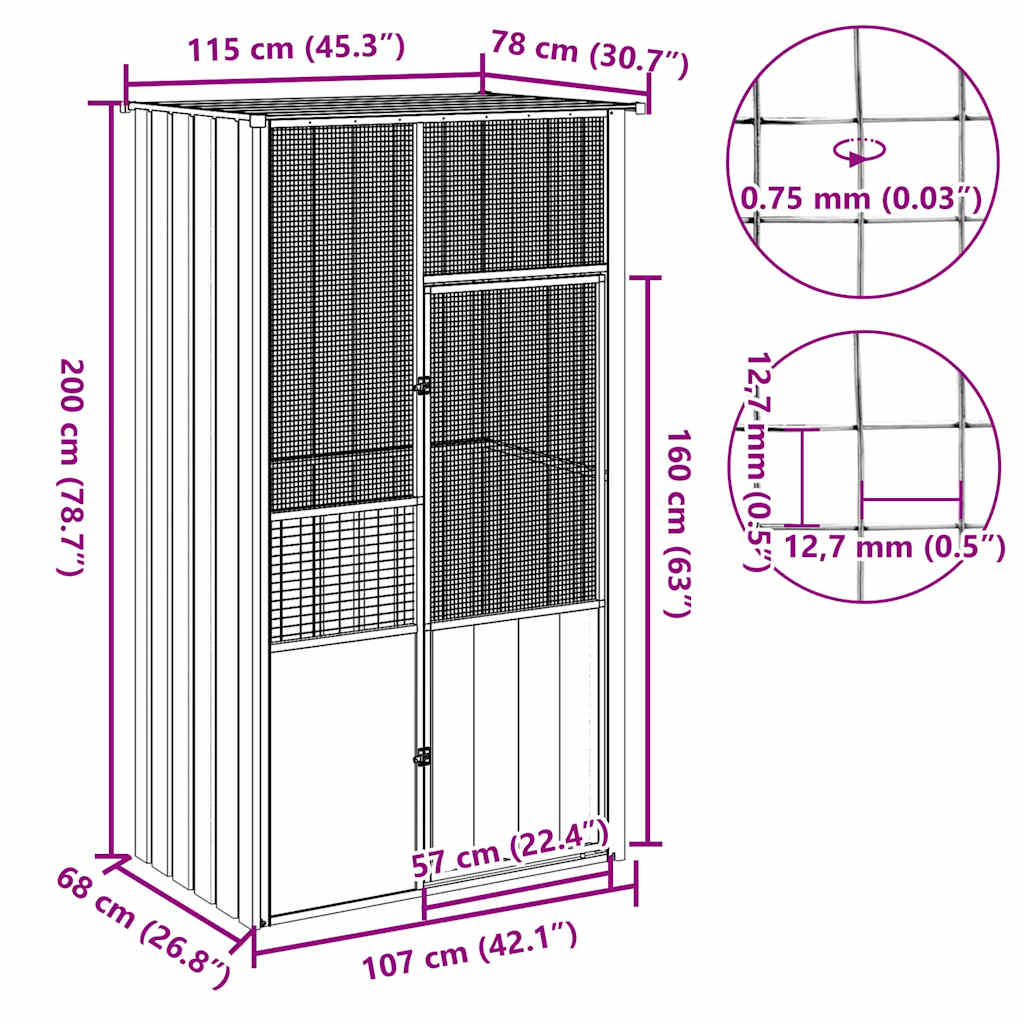 Large Outdoor Bird Cage Aviary for Parrots Made of Galvanized Steel