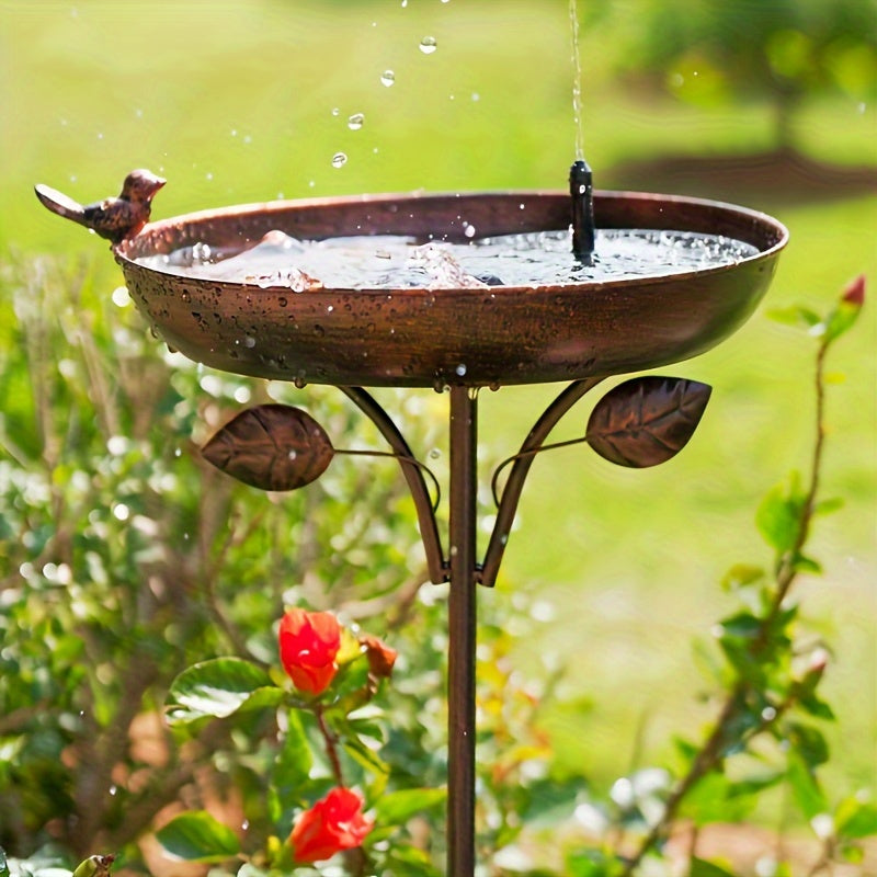 Garden Metal Bird Bath 12 Inch Bowl with 5 Prong Base Stake Vintage Outdoor Cast Iron Birdbath Standing Bird Feeder