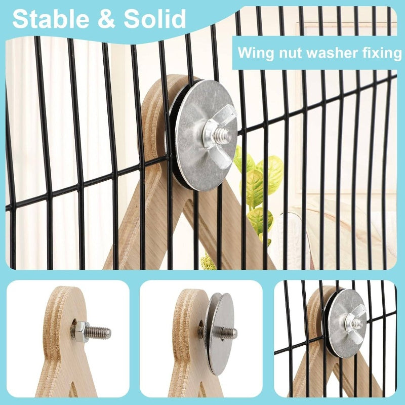 Wood Multilayer Bird Swing Playground With Chew Toys