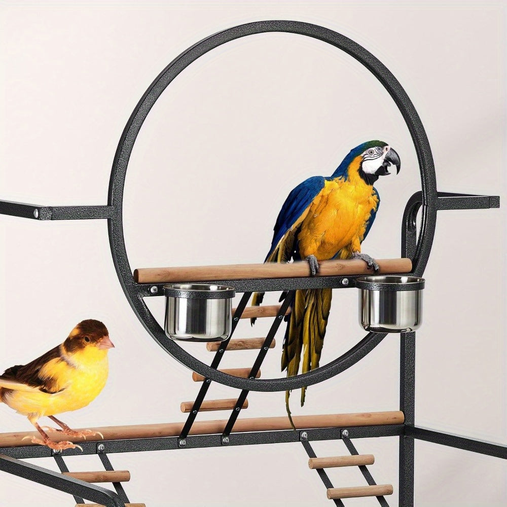 MERXENG Parrot Playstand With Wheels Heavy Duty Center