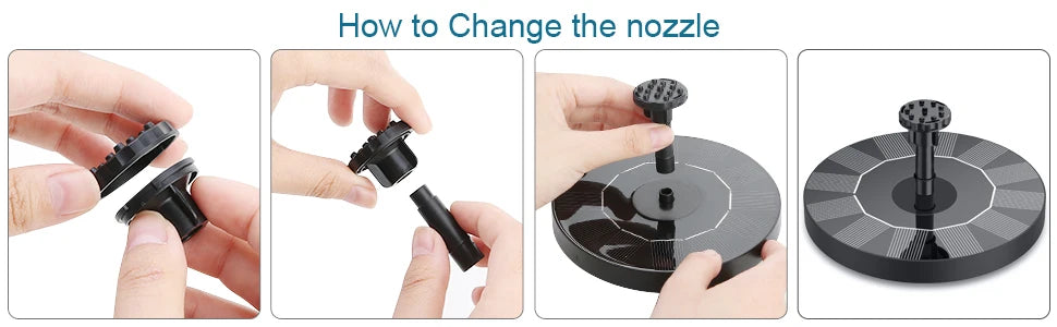 1.5W Solar Fountain Pump with 6 Nozzles for Ponds