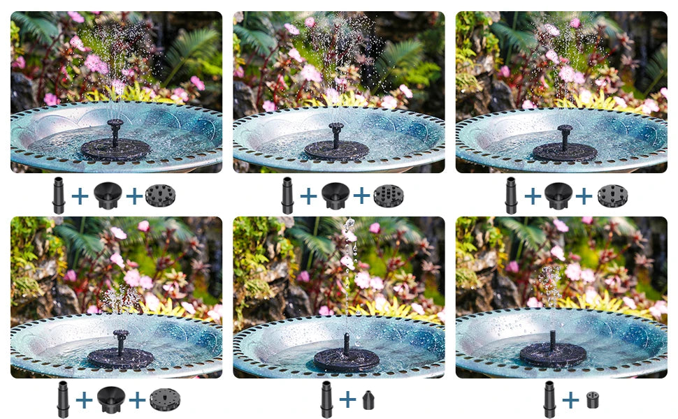 1.5W Solar Fountain Pump with 6 Nozzles for Ponds