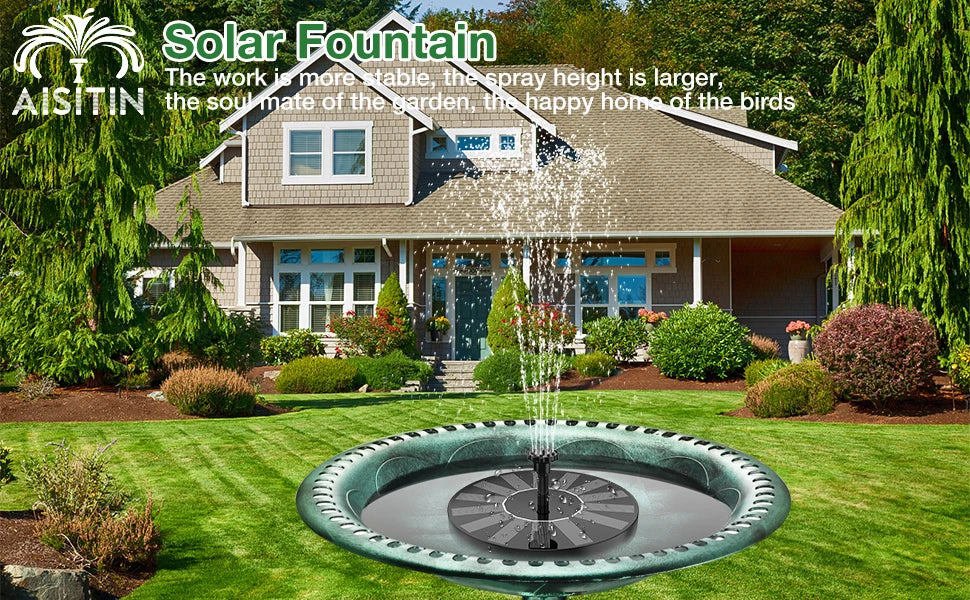 1.5W Solar Fountain Pump with 6 Nozzles for Ponds