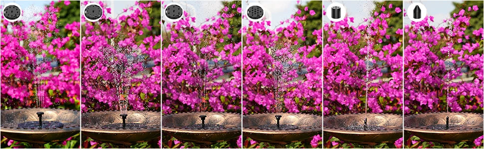 1.5W Solar Fountain Pump with 6 Nozzles for Ponds