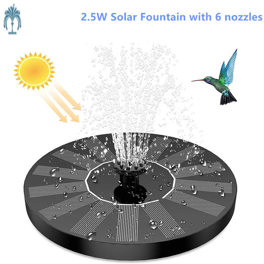1.5W Solar Fountain Pump with 6 Nozzles for Ponds