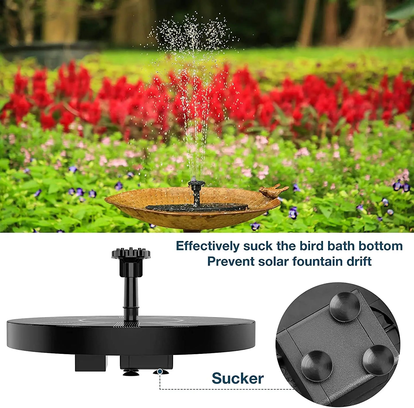 1.5W Solar Fountain Pump with 6 Nozzles for Ponds