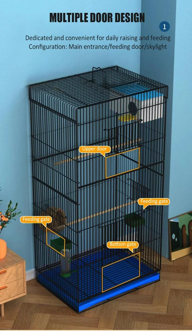 Large Bird Cage Breathable Breeding Parrot Cage Strong Standing Flying Many Birdcage with Bottom Tray Pigeon Cage Bird House Nest