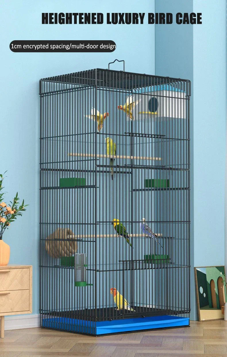 Large Bird Cage Breathable Breeding Parrot Cage Strong Standing Flying Many Birdcage with Bottom Tray Pigeon Cage Bird House Nest