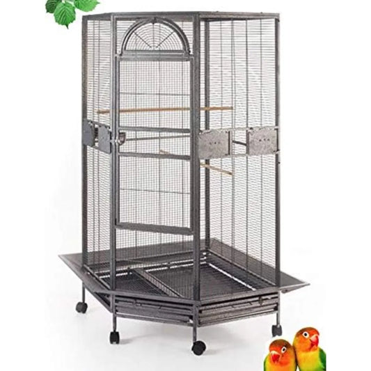 64 Inch Extra Large Corner Flight Bird Parrot Cage for Cockatiel Parakeet Budgies Parrot with Around Metal Seed Skirts