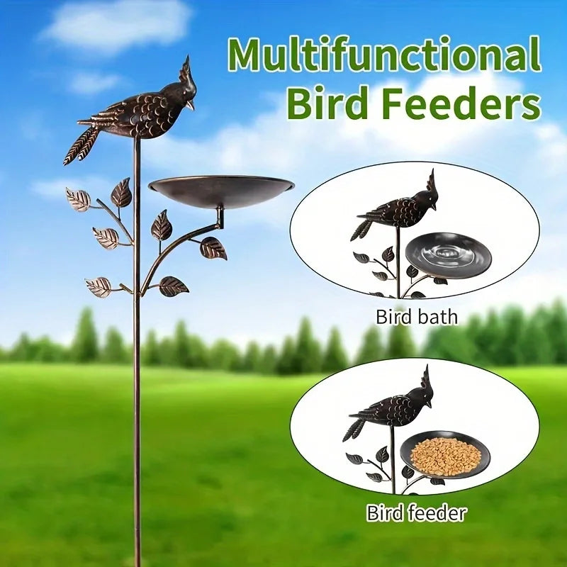 Metal Oriole Bird Feeder Stake, Waterproof Antique Copper