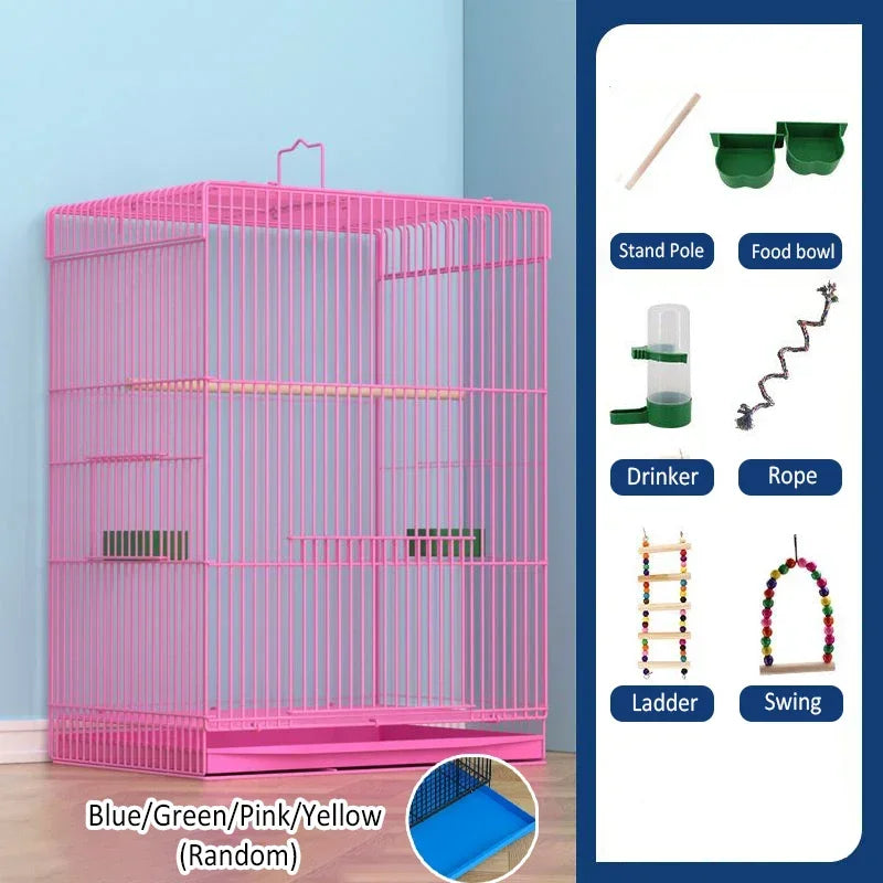 Large Bird Cage Breathable Breeding Parrot Cage Strong Standing Flying Many Birdcage with Bottom Tray Pigeon Cage Bird House Nest