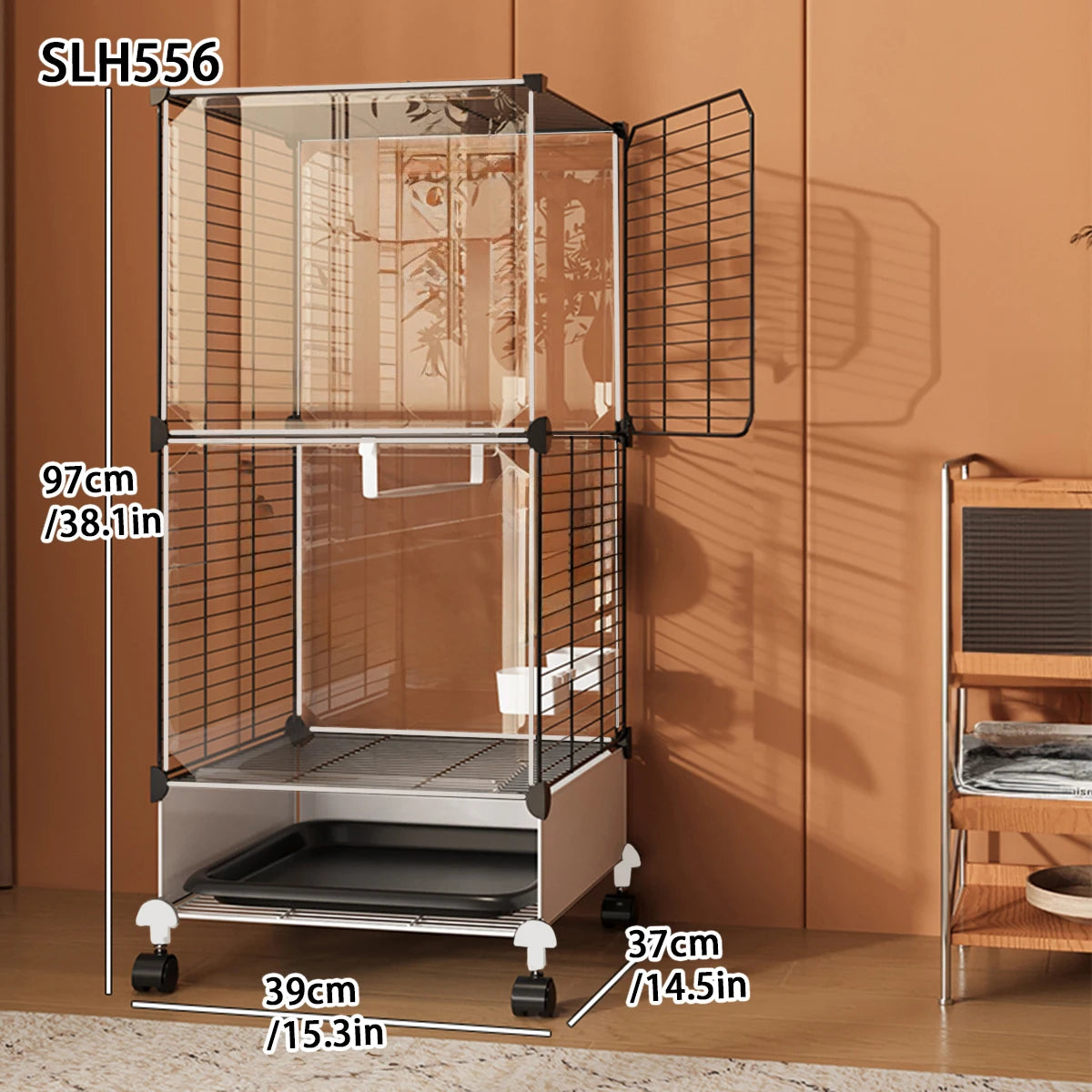 Large Luxury Bird Cage for Cockatiels and Mynas Splash-Proof Tiger Skin Design