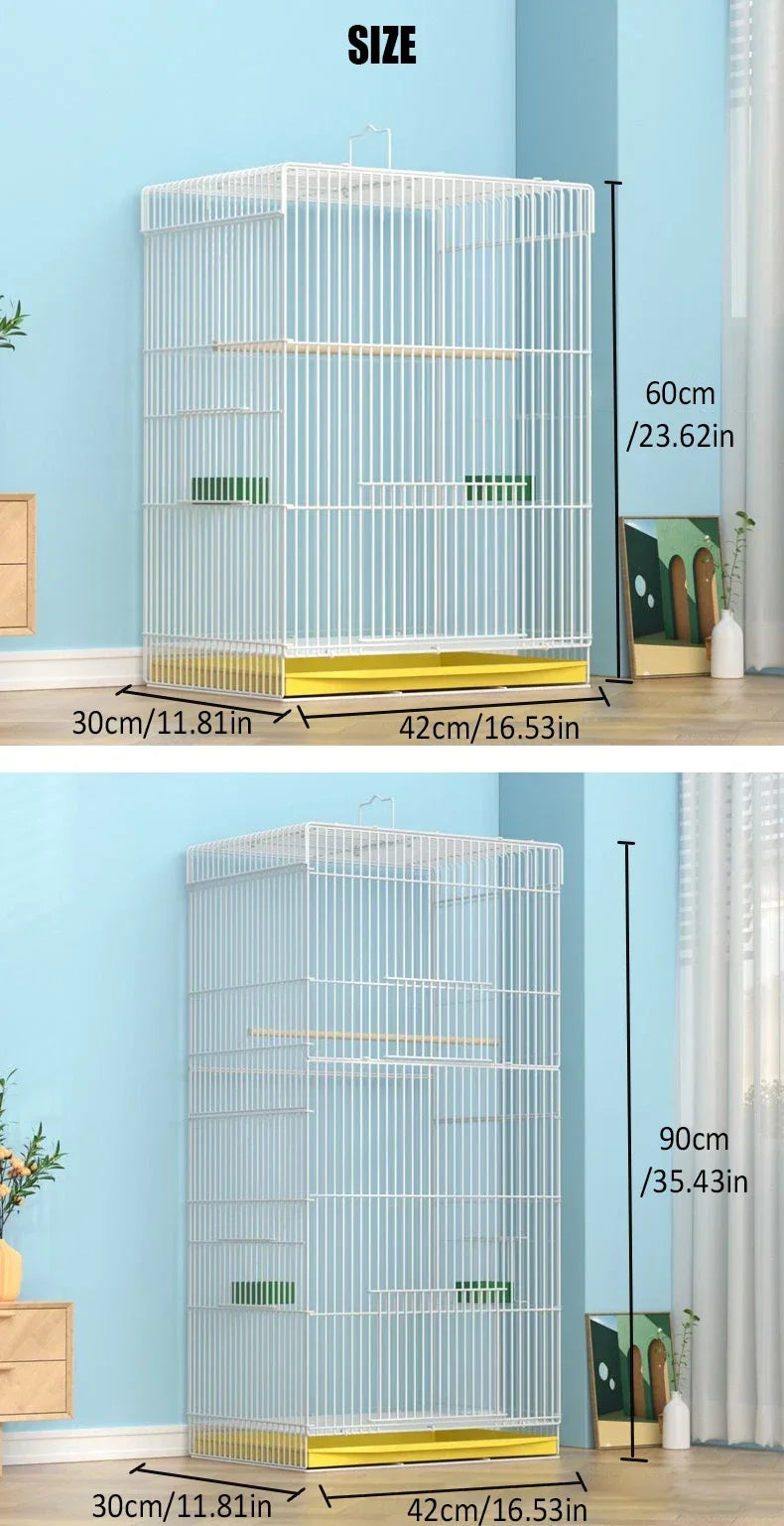 Large Bird Cage Breathable Breeding Parrot Cage Strong Standing Flying Many Birdcage with Bottom Tray Pigeon Cage Bird House Nest