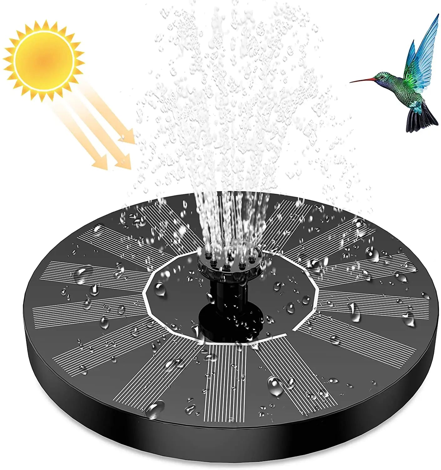 1.5W Solar Fountain Pump with 6 Nozzles for Ponds