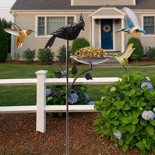 Metal Oriole Bird Feeder Stake, Waterproof Antique Copper