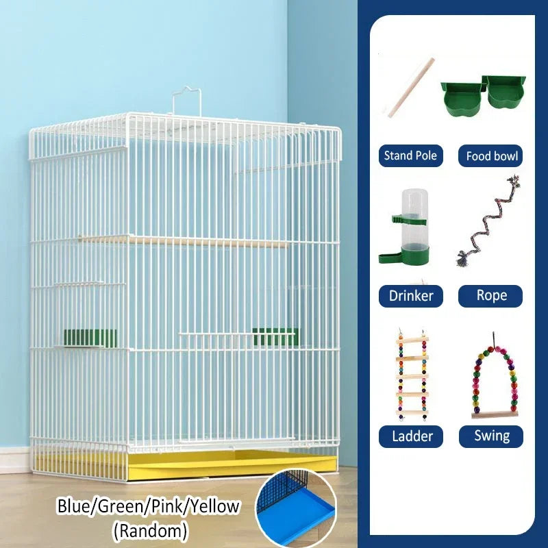 Large Bird Cage Breathable Breeding Parrot Cage Strong Standing Flying Many Birdcage with Bottom Tray Pigeon Cage Bird House Nest