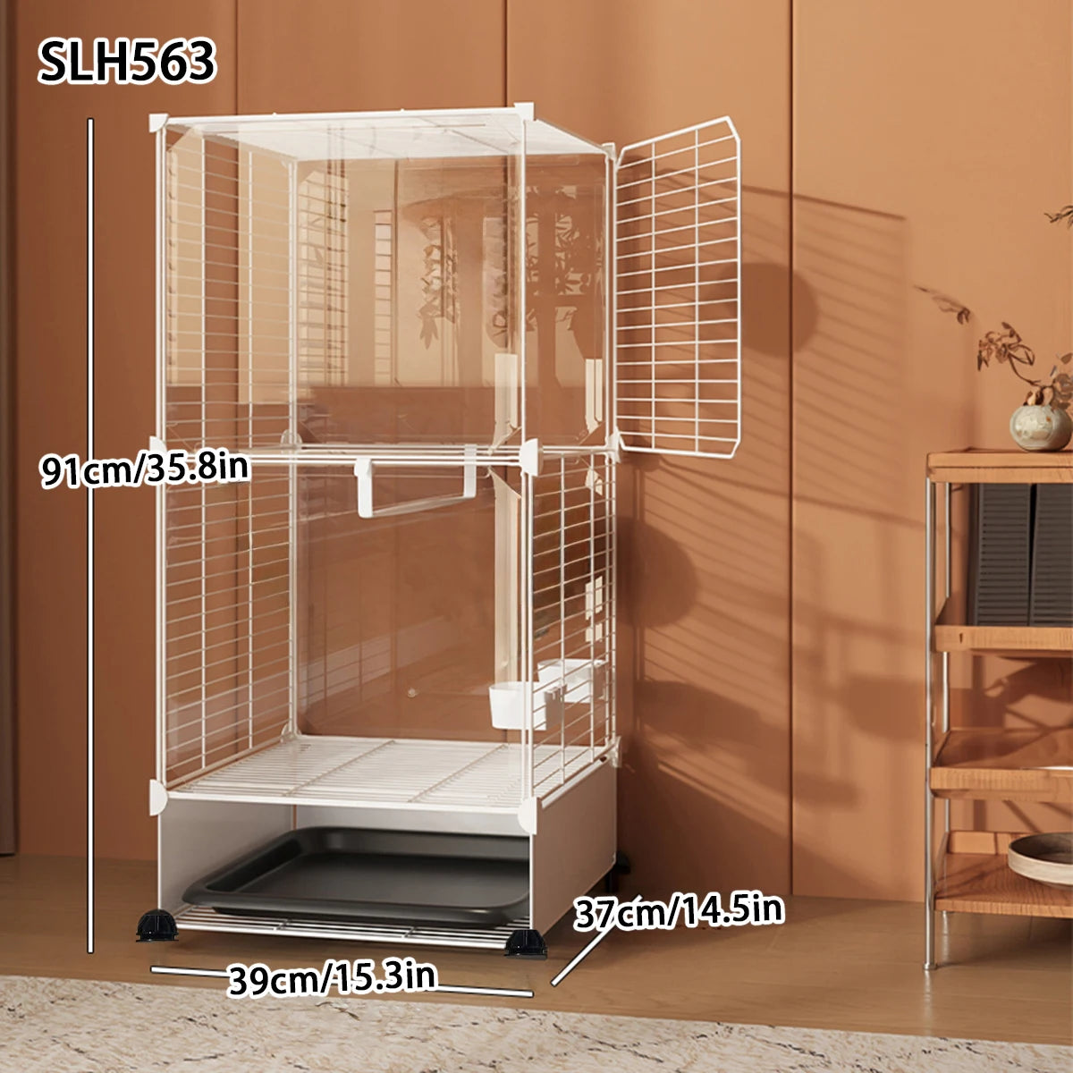 Large Luxury Bird Cage for Cockatiels and Mynas Splash-Proof Tiger Skin Design