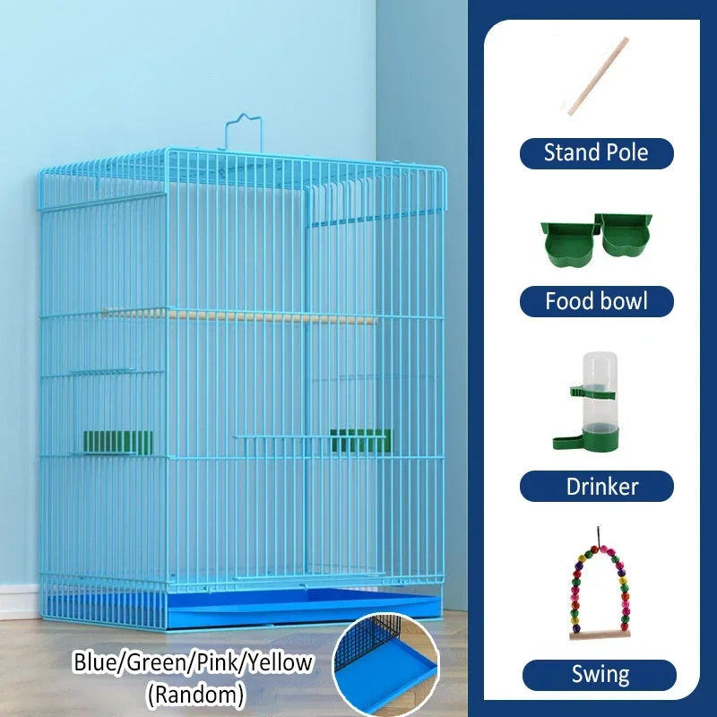 Large Bird Cage Breathable Breeding Parrot Cage Strong Standing Flying Many Birdcage with Bottom Tray Pigeon Cage Bird House Nest
