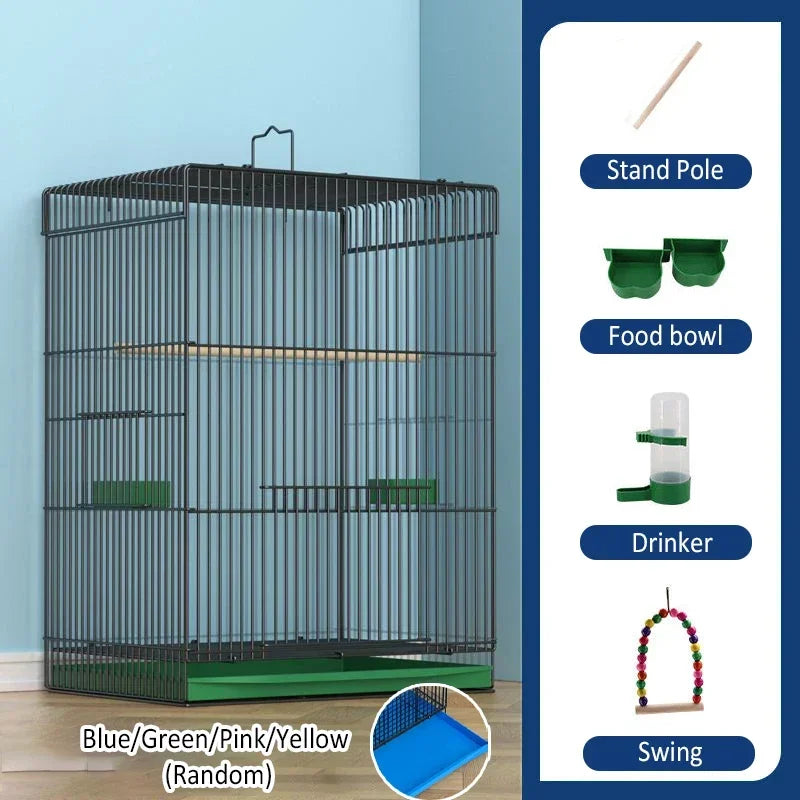 Large Bird Cage Breathable Breeding Parrot Cage Strong Standing Flying Many Birdcage with Bottom Tray Pigeon Cage Bird House Nest