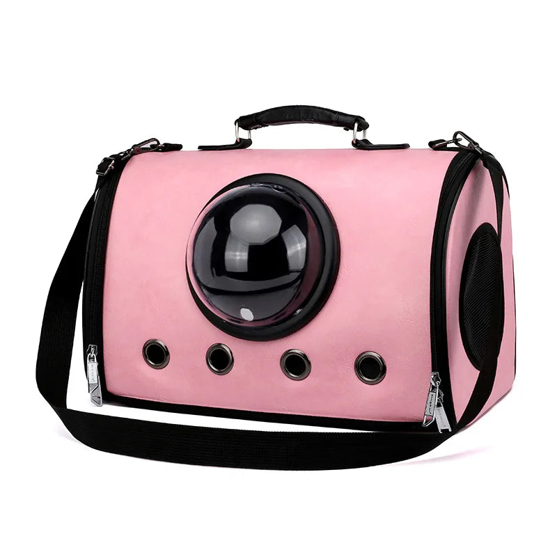 Breathable PU Cat Backpack Portable Transparent Foldable Large Capacity Pet Bag
