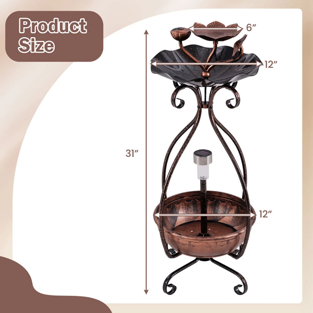 1 Pc Solar Outdoor Bird Bath Feeder Combo with Flower Planter