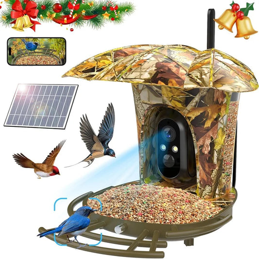 Smart Bird Feeder Camera Solar Powered Wireless 1080P HD