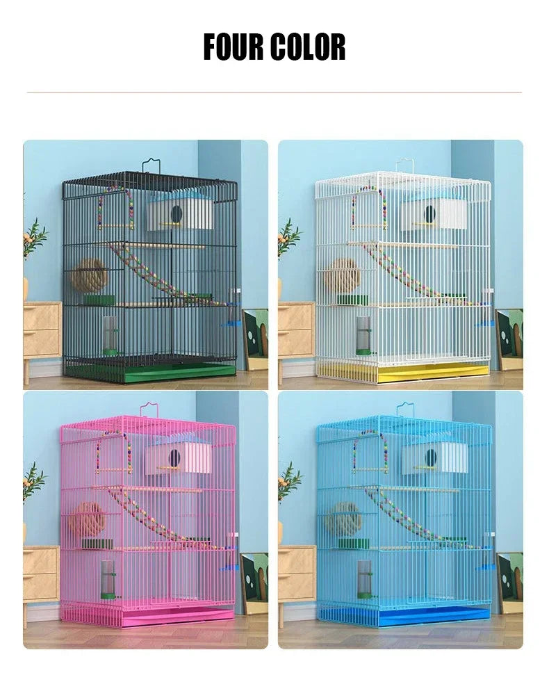 Large Bird Cage Breathable Breeding Parrot Cage Strong Standing Flying Many Birdcage with Bottom Tray Pigeon Cage Bird House Nest