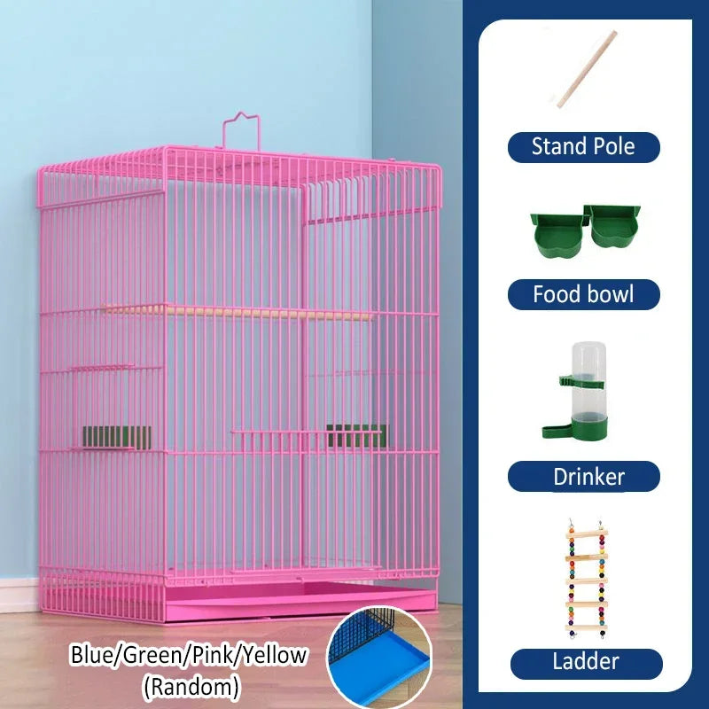 Large Bird Cage Breathable Breeding Parrot Cage Strong Standing Flying Many Birdcage with Bottom Tray Pigeon Cage Bird House Nest