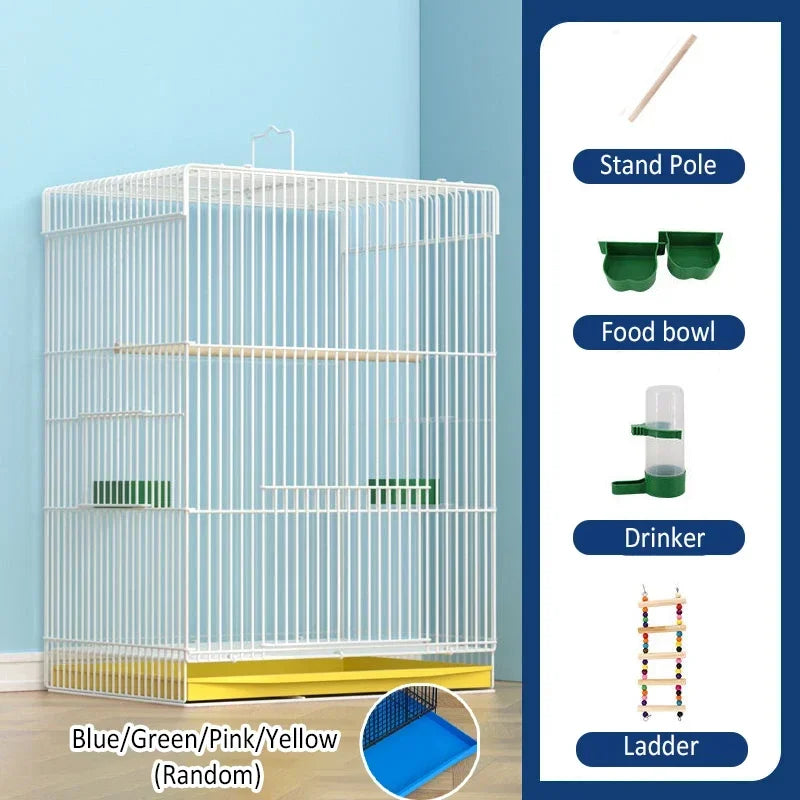 Large Bird Cage Breathable Breeding Parrot Cage Strong Standing Flying Many Birdcage with Bottom Tray Pigeon Cage Bird House Nest