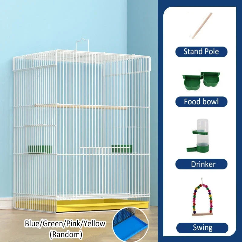 Large Bird Cage Breathable Breeding Parrot Cage Strong Standing Flying Many Birdcage with Bottom Tray Pigeon Cage Bird House Nest