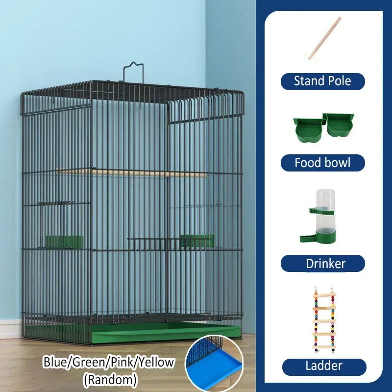 Large Bird Cage Breathable Breeding Parrot Cage Strong Standing Flying Many Birdcage with Bottom Tray Pigeon Cage Bird House Nest