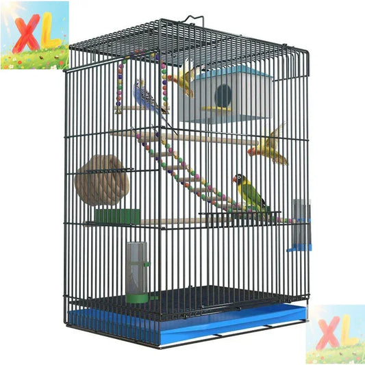 Large Bird Cage Breathable Breeding Parrot Cage Strong Standing Flying Many Birdcage with Bottom Tray Pigeon Cage Bird House Nest