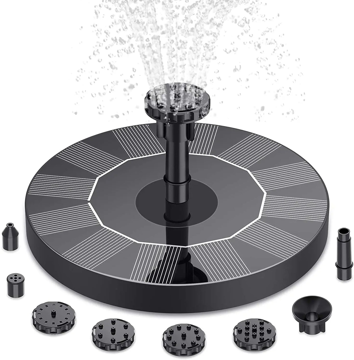 1.5W Solar Fountain Pump with 6 Nozzles for Ponds