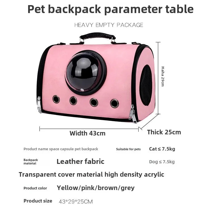 Breathable PU Cat Backpack Portable Transparent Foldable Large Capacity Pet Bag
