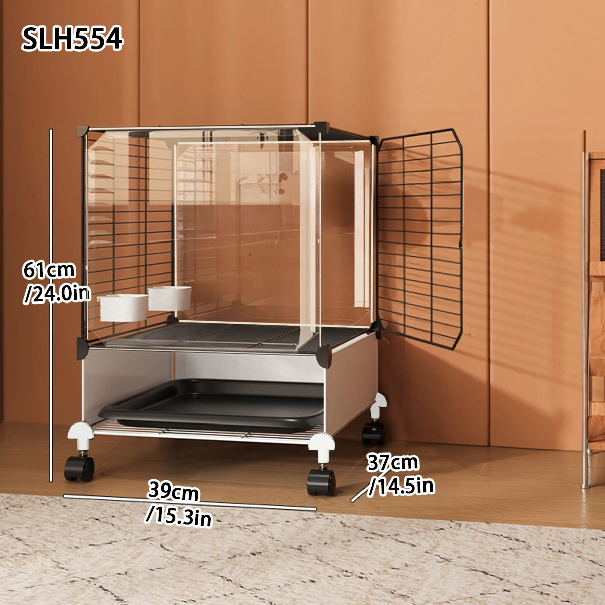 Large Luxury Bird Cage for Cockatiels and Mynas Splash-Proof Tiger Skin Design