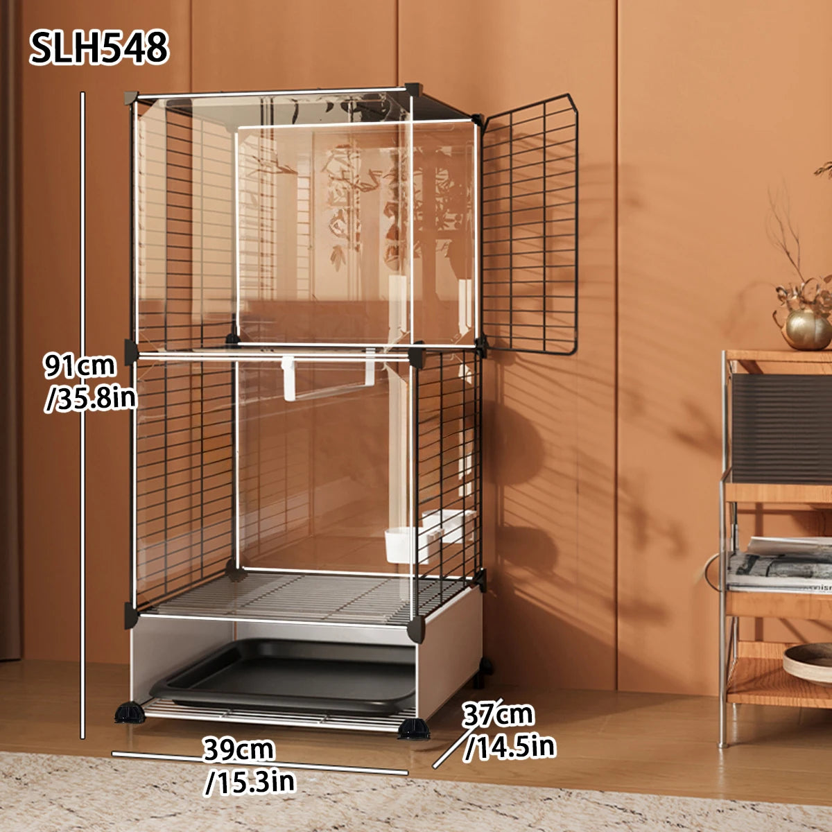 Large Luxury Bird Cage for Cockatiels and Mynas Splash-Proof Tiger Skin Design